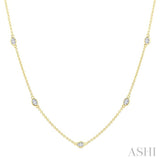 1 Ctw Bezel Set Oval Cut Diamond Station Necklace in 14K Yellow Gold