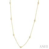 1 Ctw Bezel Set Oval Cut Diamond Station Necklace in 14K Yellow Gold