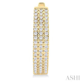 1/3 ctw Triple Row Round Cut Diamond Hoop Earring in 10K Yellow Gold