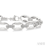 1/10 Ctw Oval Shape D-Link Round Cut Diamond Bracelet in Sterling Silver