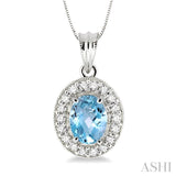 Oval Shape Gemstone & Diamond Pendant