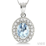 Oval Shape Gemstone & Diamond Pendant