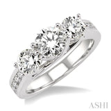 2 Ctw Diamond Engagement Ring with 3/4 Ct Round Cut Center Stone in 14K White Gold