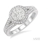 5/8 Ctw Lovebright Round Cut Diamond Engagement Ring in 14K White Gold
