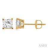 1 1/2 Ctw Princess Cut Diamond Stud Earrings in 14K Yellow Gold