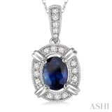 Oval Shape Gemstone & Diamond Pendant