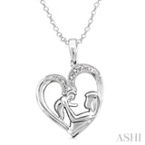 Silver Mom & Child Diamond Fashion Pendant