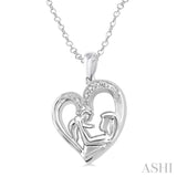 Silver Mom & Child Diamond Fashion Pendant
