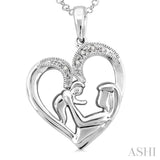 Silver Mom & Child Diamond Fashion Pendant