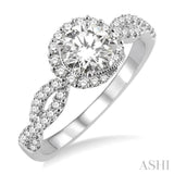 5/8 Ctw Diamond Engagement Ring with 1/4 Ct Round Cut Center Stone in 14K White Gold