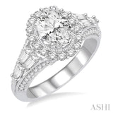 7/8 Ctw Diamond Semi-mount Engagement Ring in 14K White Gold