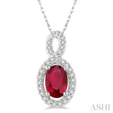 Oval Shape Gemstone & Diamond Pendant