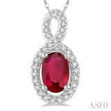 Oval Shape Gemstone & Diamond Pendant