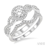 3/4 Ctw Diamond Bridal Set with 1/2 Ctw Round Cut Engagement Ring and 1/5 Ctw Wedding Band in 14K White Gold