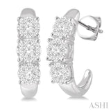 3 Stone Lovebright Diamond Half Hoop Earrings