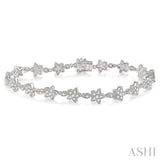 1 1/5 Ctw Flower and Marquise Link Diamond Bracelet in 14K White Gold