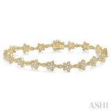 1 1/5 Ctw Flower and Marquise Link Diamond Bracelet in 14K Yellow Gold