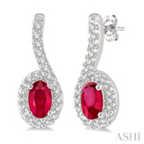 Oval Shape Gemstone & Diamond Earrings