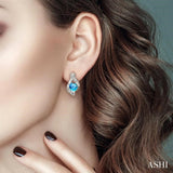 Heart Shape Gemstone & Diamond Earrings
