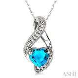 Heart Shape Gemstone & Diamond Pendant