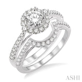 3/4 Ctw Diamond Wedding Set with 5/8 Ctw Round Cut Engagement Ring and 1/5 Ctw Wedding Band in 14K White Gold
