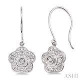 Silver Flower Shape Diamond Fashion Earrings