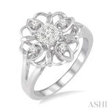 Flower Shape Lovebright Diamond Fashion Ring