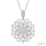 1/3 Ctw Round Cut Diamond Lovebright Pendant in 14K White Gold with Chain
