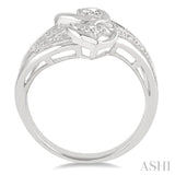 Silver Twice Heart Shape Diamond Fashion Ring