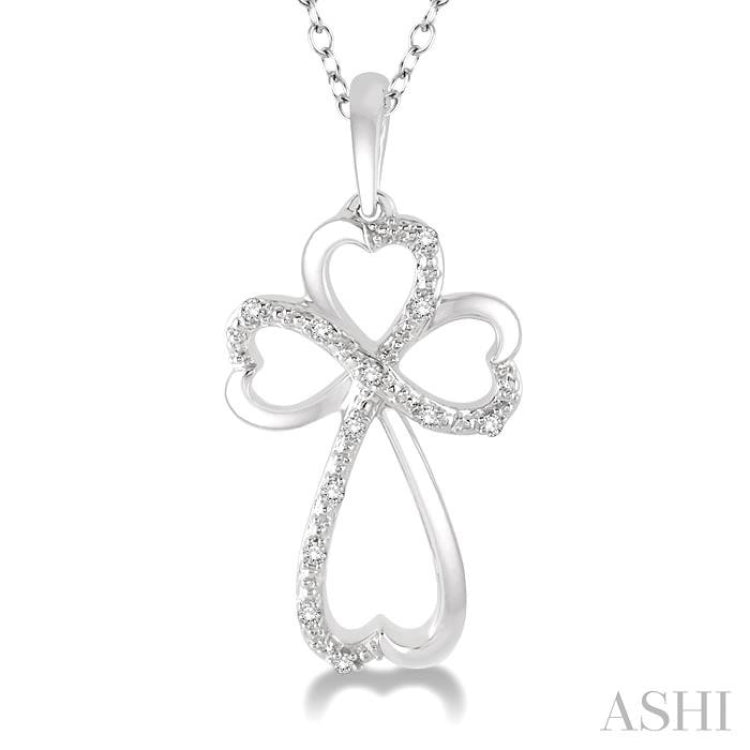 Silver Cross & Heart Shape Diamond Fashion Pendant