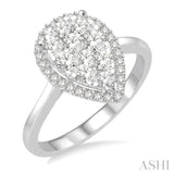 7/8 Ctw Pear Shape Diamond Lovebright Ring in 14K White Gold
