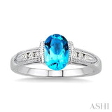 Oval Shape Gemstone & Diamond Ring