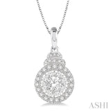 3/4 Ctw Diamond Lovebright Pendant in 14K White Gold with Chain