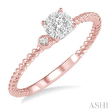 1/6 Ctw Round Shape Diamond Lovebright Ring in 14K Rose and White Gold