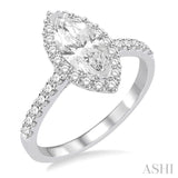 1/2 Ctw Marquise Shape Two Tier Semi-Mount Diamond Engagement Ring in 14K White Gold
