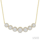1 1/5 ctw Circular Mount Lovebright Round Cut Diamond Necklace in 14K Yellow & White Gold
