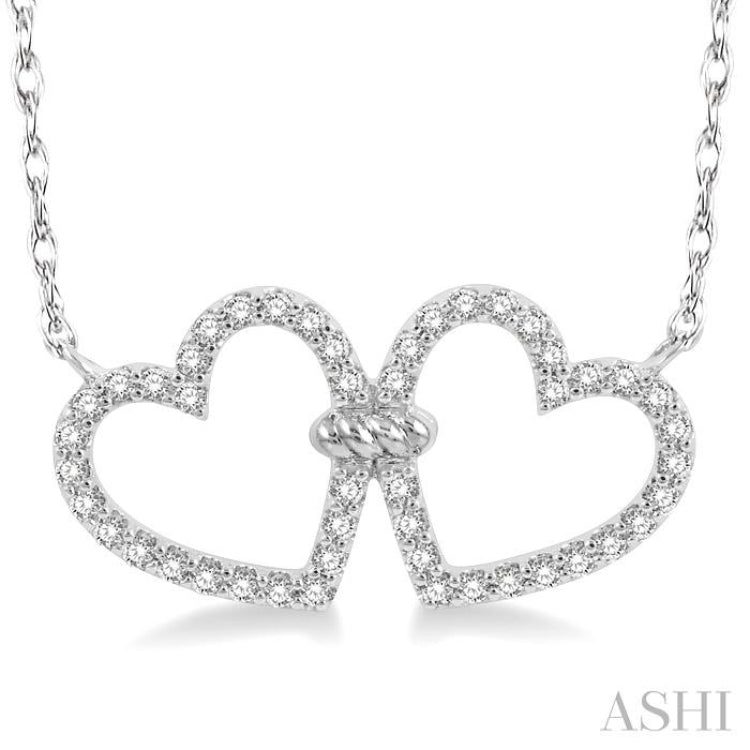 Silver Cubic Zirconia Double Heart Necklace