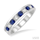 Channel Set Gemstone & Diamond Wedding Band