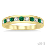 Channel Set Gemstone & Diamond Wedding Band