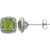 Round 4-Prong Halo-Style Birthstone Stud Earrings