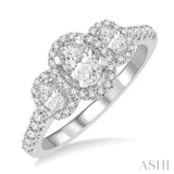 Oval Shape Past Present & Future Diamond Engagement Ring