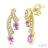 Oval Shape Gemstone & Diamond Fashion Earrings