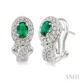 Oval Shape Gemstone & Diamond Earrings