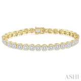 5 Ctw Round Cut Diamond Lovebright Bracelet in 14K Yellow and White Gold
