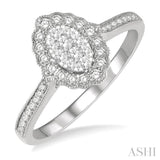 1/3 ctw Oval Laticde Lovebright Round Cut Diamond Ladies Ring in 14K White Gold