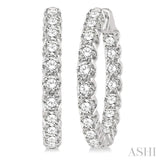 10 ctw Round Cut Diamond In-Out Hoop Earring in 14K White Gold