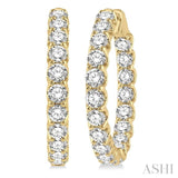 10 ctw Round Cut Diamond In-Out Hoop Earring in 14K Yellow Gold